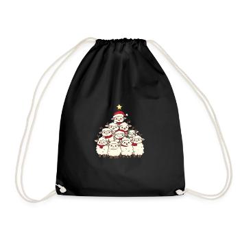 Schaf Weihnachten Christbaum - Turnbeutel - Schwarz - Vorne