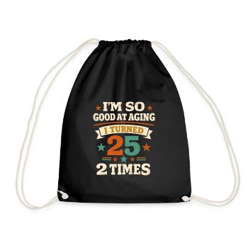 50 years Humor 25 years 2 times Anniversary - Drawstring Bag - black - Front
