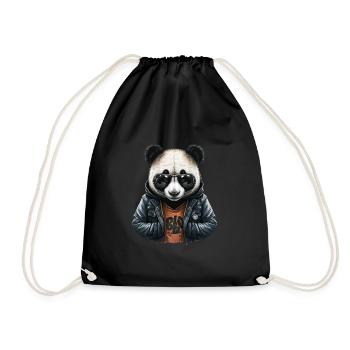 Panda Lederjacke - Style Panda - Turnbeutel - Schwarz - Vorne
