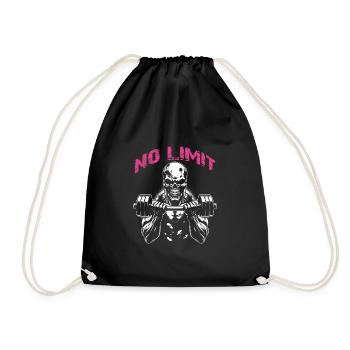 No Limit Workout Bodybuilding Skull with Dumbbell - Drawstring Bag - black - Front
