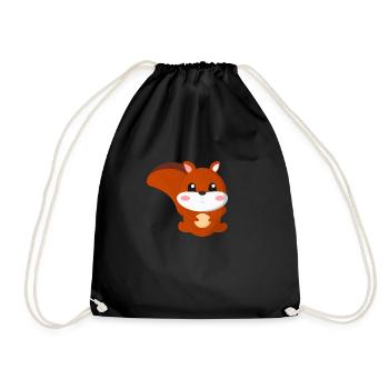 süßes Eichhörnchen mit einer Nuss und - Turnbeutel - Schwarz - Vorne