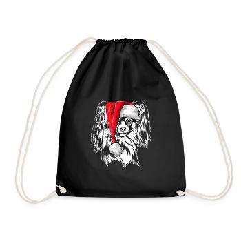 Santa Papillon Weihnachten Nikolaus Hunde Wilsigns - Turnbeutel - Schwarz - Vorne