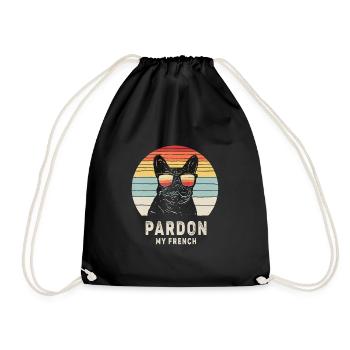 French Bulldog - Drawstring Bag - black - Front
