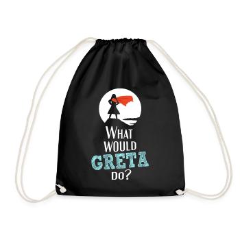 What would Greta do? - White Superhero Edition - Drawstring Bag - black - Front