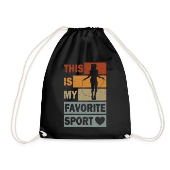 Fitness Love Sport Biceps Jump Rope Women - Drawstring Bag - black - Front