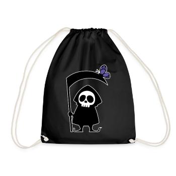 Mignon Mort Faux Scary Crâne Squelette Halloween - Sac de sport léger - noir - Devant