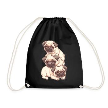 Mops Stapel - Turnbeutel - Schwarz - Vorne
