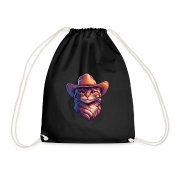 Cowboy-Katze - Turnbeutel - Schwarz - Vorne