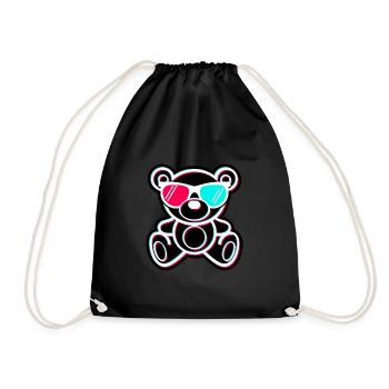 Cool Teddy Bear Tik Tok Style glitch Effekt - Turnbeutel - Schwarz - Vorne