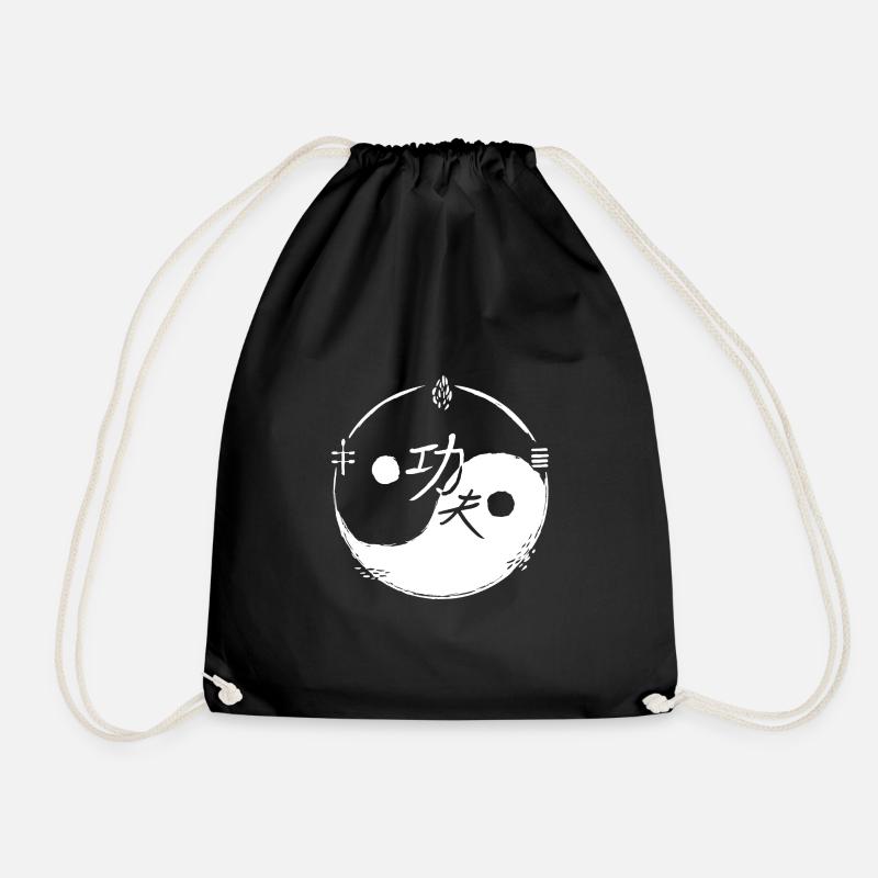 Ying und Yang Kungfu / 5 Elemente / weiss - Turnbeutel - Schwarz