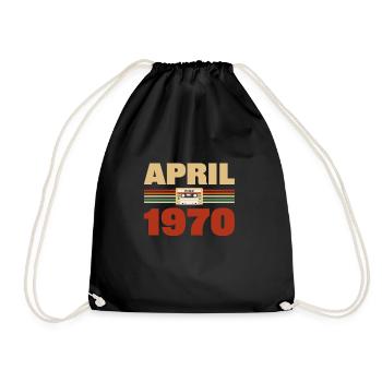 53rd birthday April Born 1970 Gift idea - Drawstring Bag - black - Front