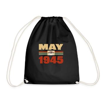 78th Birthday May Vintage 1945 Gift Idea - Drawstring Bag - black - Front