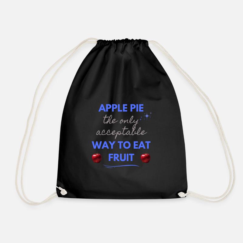 Cursive Letter on Apple Pies - Drawstring Bag - black
