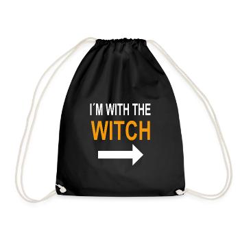 I'm With The Witch Halloween Kostüm - Turnbeutel - Schwarz - Vorne
