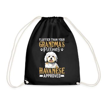 Fluffier than your Grandma's Pillows Havanese - Drawstring Bag - black - Front
