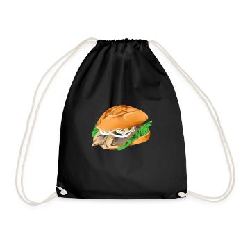 Lecker Fischbrötchen - Matjes Brötchen - Turnbeutel - Schwarz - Vorne