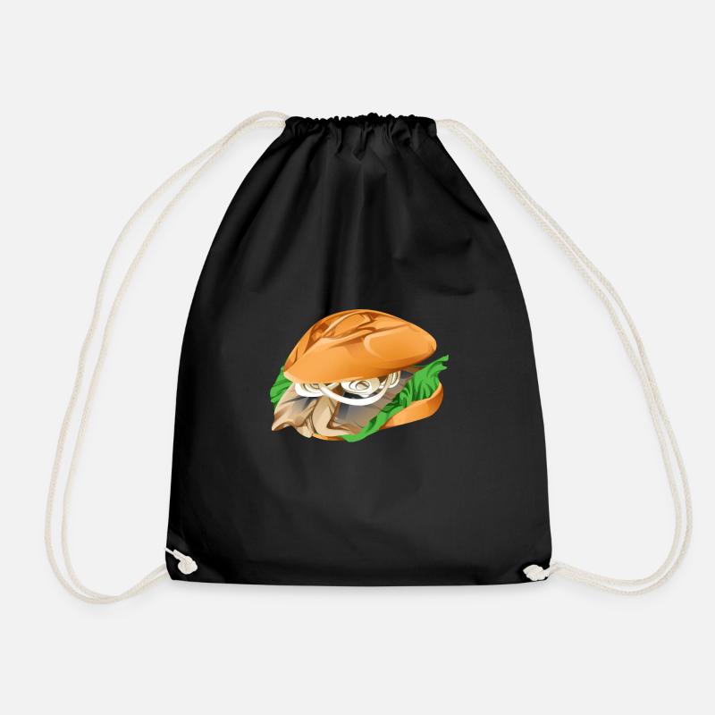 Lecker Fischbrötchen - Matjes Brötchen - Turnbeutel - Schwarz