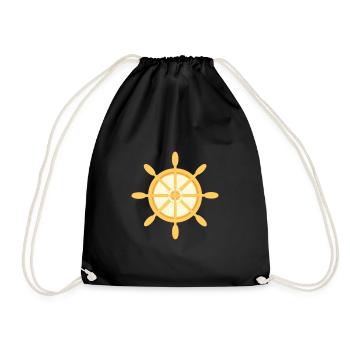 Ship wheel Ship steering wheel with cardinal directions - Drawstring Bag - black - Front