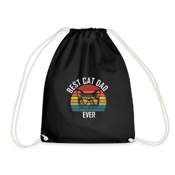 Best cat dad Katzenmotiv retro Geschenk Katzenpapa - Turnbeutel - Schwarz - Vorne
