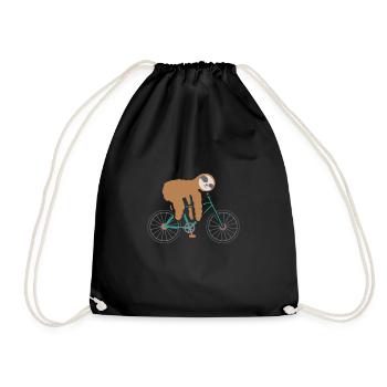 Sloth Bicycle Bike Cyclist E-Bike Slow - Drawstring Bag - black - Front