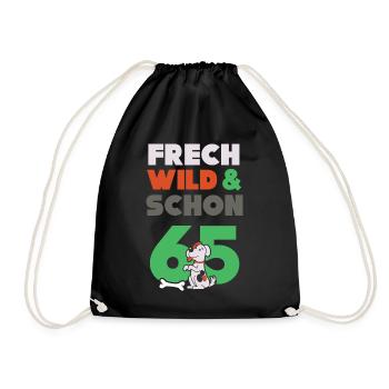 Geschenk 65 Jahre Geburtstag Frau Hund - Turnbeutel - Schwarz - Vorne