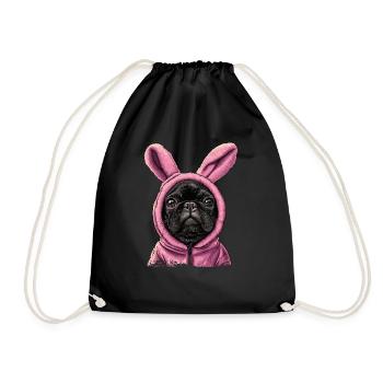 Bouledogue français en costume de lapin - Sac de sport léger - noir - Devant