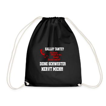 Hello aunt - your sister annoys me! - Print - Drawstring Bag - black - Front
