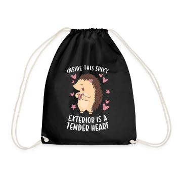 Inside This Spiky Exterior Is A Tender Heart - Drawstring Bag - black - Front
