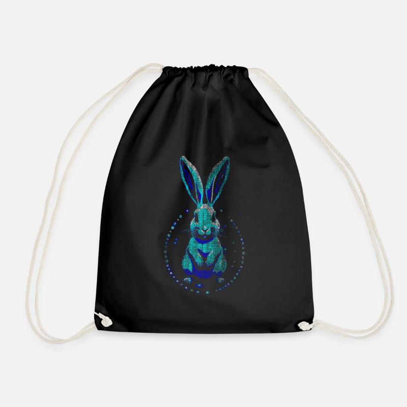 hause Blau Kunst Osterhase Kaninchen - Turnbeutel - Schwarz