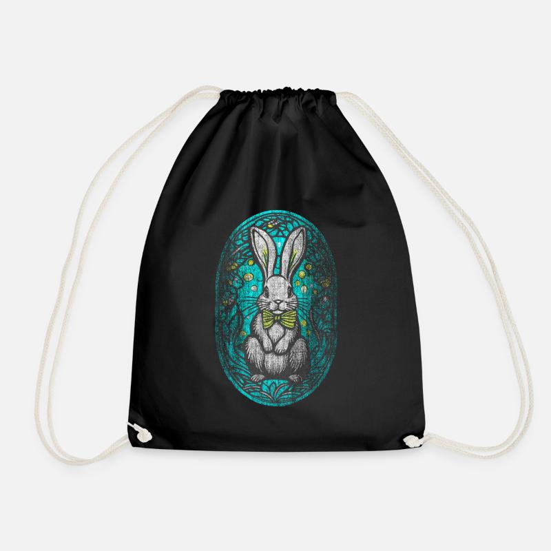 Easter Rabbit - Drawstring Bag - black