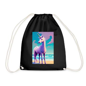 Ein Einhorn am Strand. - Turnbeutel - Schwarz - Vorne