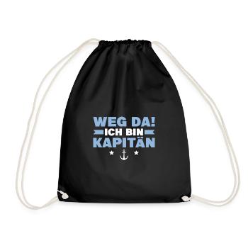 Kapitän Segler Geschenk Bootsfahrer Segeln - Turnbeutel - Schwarz - Vorne