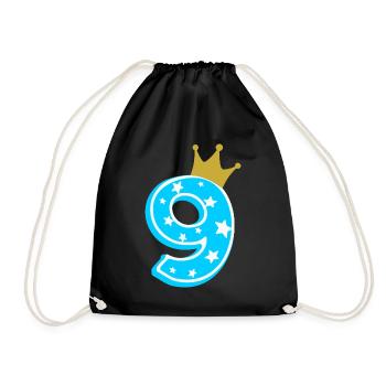9 crown 9th birthday 9 years - Drawstring Bag - black - Front