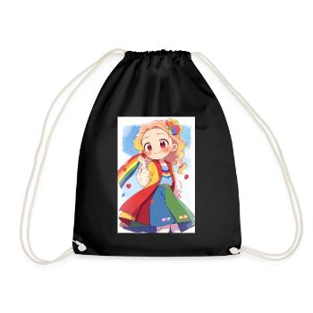 Diverse Pride Celebration: Cute Anime Girl - Drawstring Bag - black - Front