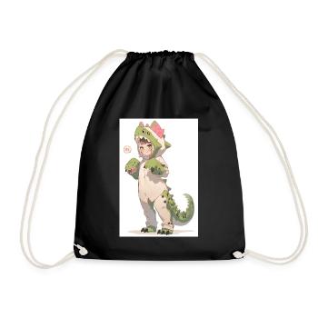 Dino-Cosplay Delight: Adorable Anime Girl - Sac de sport léger - noir - Devant