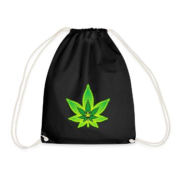 Cannabisblatt - Hanfblatt - Marihuana - Turnbeutel - Schwarz - Vorne