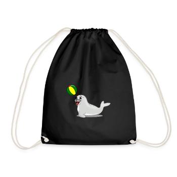 Phoque rieur avec boule - Sac de sport léger - noir - Devant