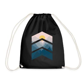 Hiking Man Mountains Climbing Sun Nature Graphic P - Drawstring Bag - black - Front