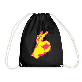 impeccable valid symbol finger hand sign - Drawstring Bag - black - Front