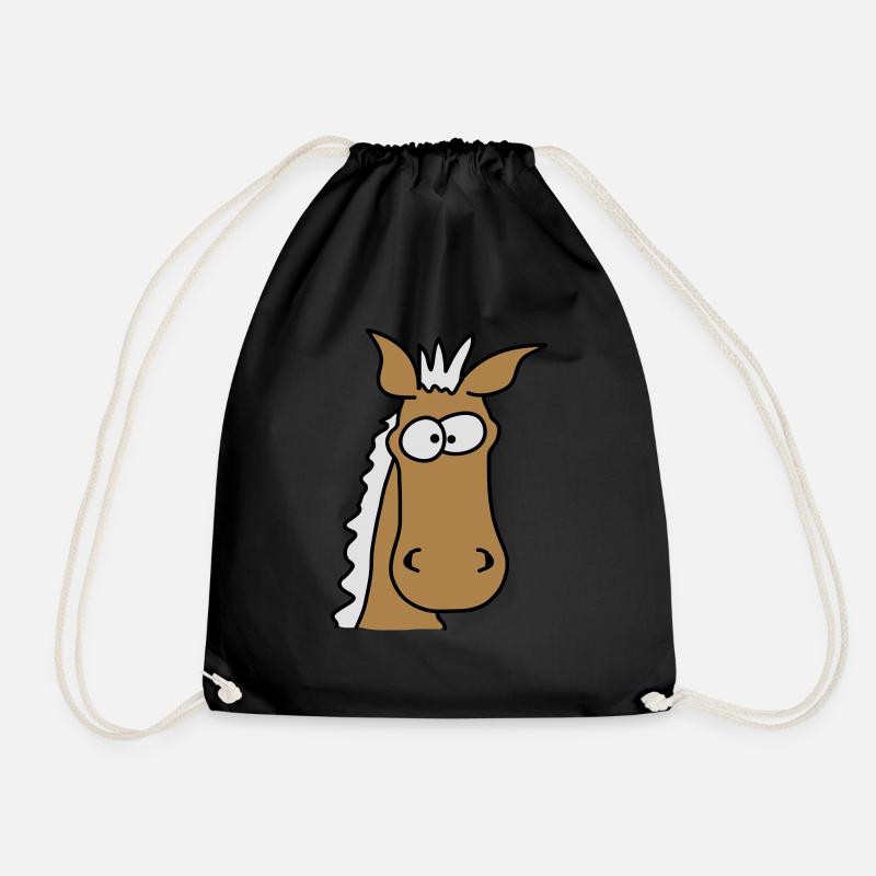 Funny Comic Horse - Turnbeutel - Schwarz