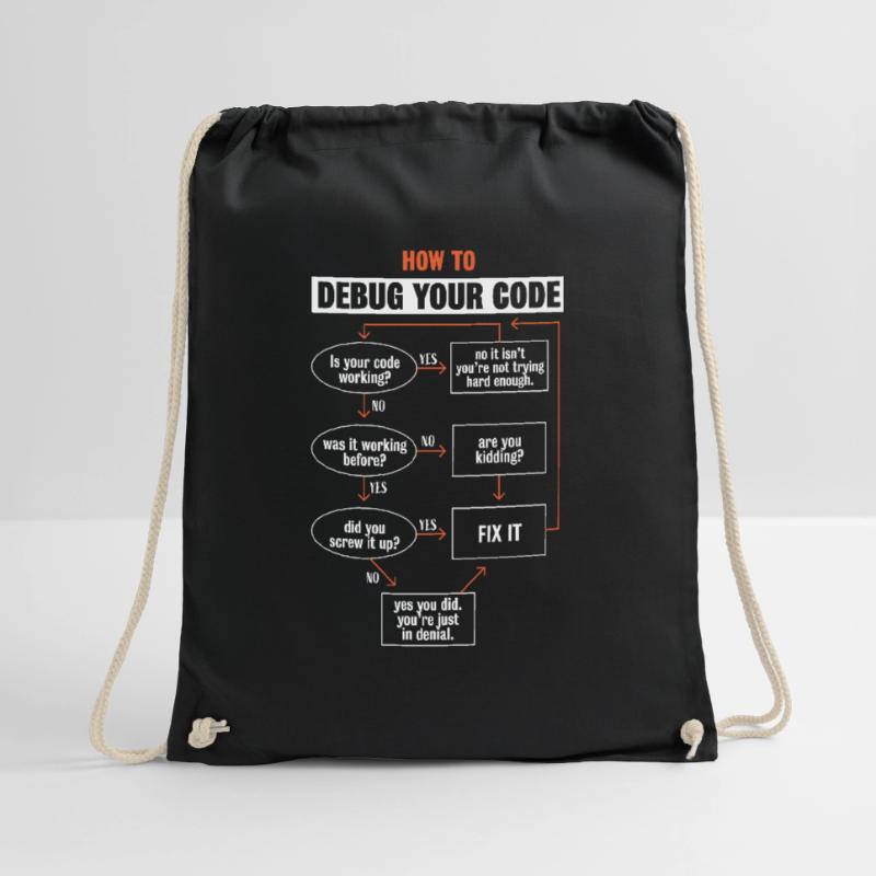 "So debuggen Sie Ihren Code" Funny Programmer Coding Turnbeutel