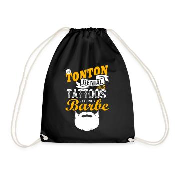 le tonton génial a des tattoos et une barbe cadeau - Sac de sport léger - noir - Devant