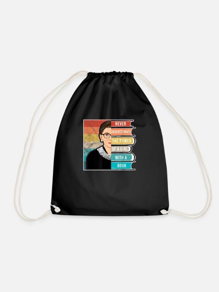 Never Underestimate The Power of A Girl With Book - Turnbeutel - Schwarz
