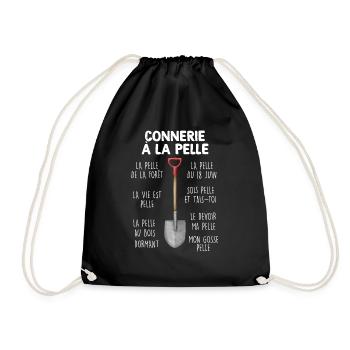 Connerie à la pelle, humour jardin - Sac de sport léger - noir - Devant