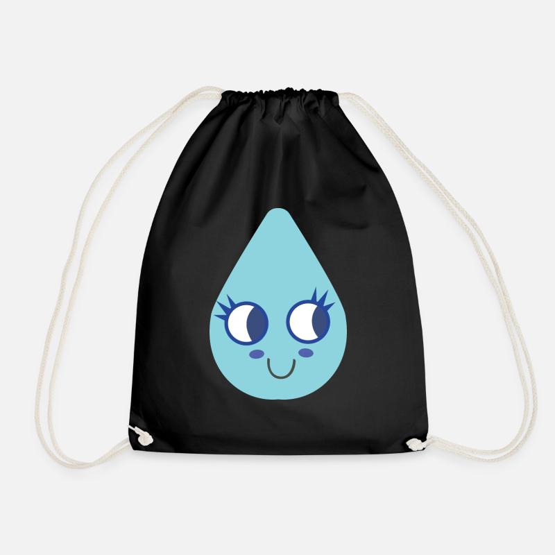 Cute water droplet - Drawstring Bag - black