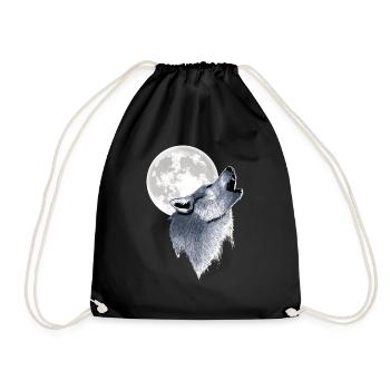 Heulender Wolf Vollmond Mond - Turnbeutel - Schwarz - Vorne