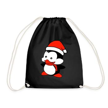 penguin loves Christmas - Drawstring Bag - black - Front