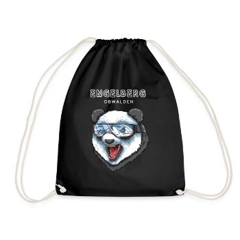 Engelberg Obwalden Schweiz Retro Ski Panda - Turnbeutel - Schwarz - Vorne
