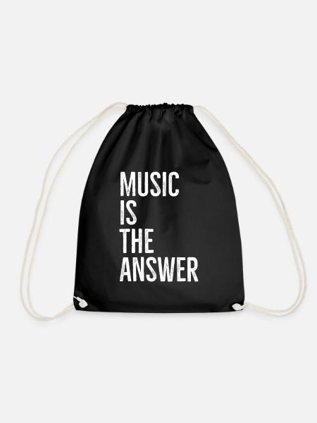 Music is The Answer - Drawstring Bag - black