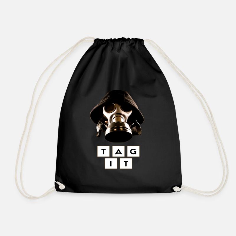 Graffiti urban style with gas mask - Tag It - Drawstring Bag - black